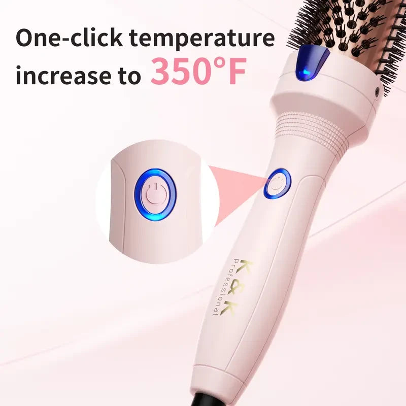 K&K 1.25 Inch Tourmaline Ionic Hot Brush Hair Curler for Loose & Volume Curls Long Hair Heated Styler Dual Voltage