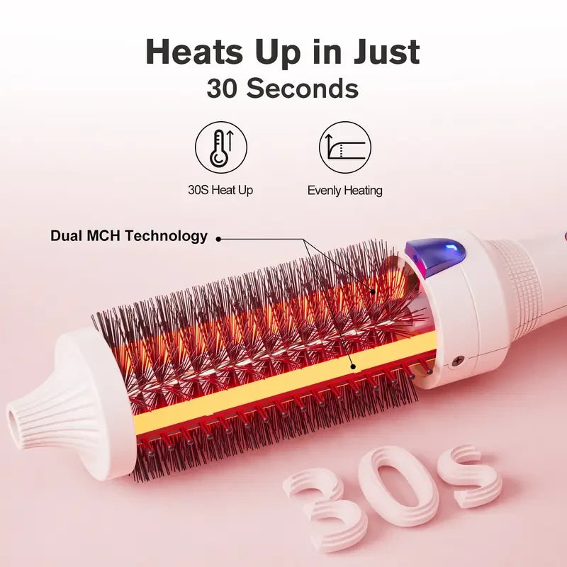 K&K 1.25 Inch Tourmaline Ionic Hot Brush Hair Curler for Loose & Volume Curls Long Hair Heated Styler Dual Voltage
