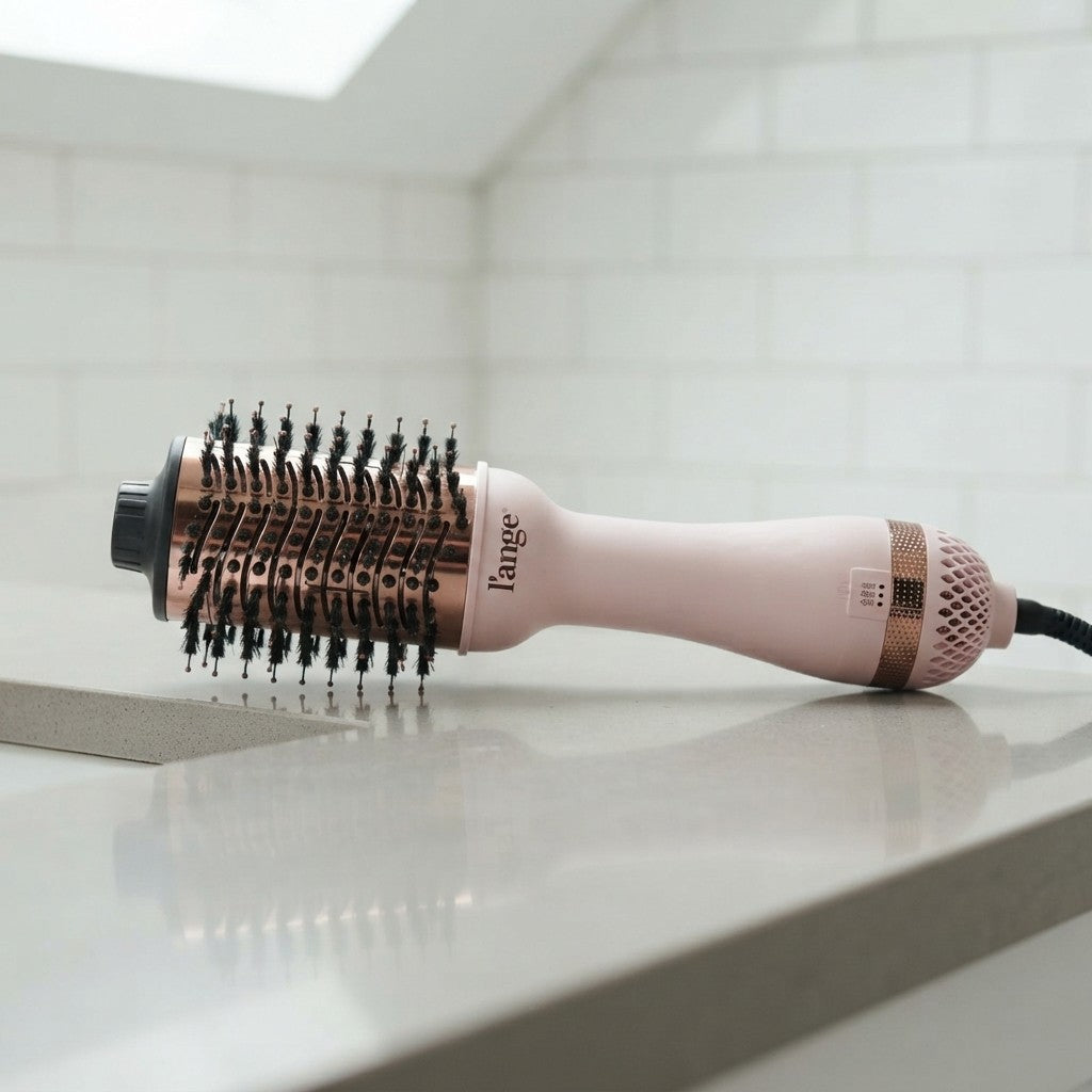 LANGE HAIR Le Volume 2-in-1 Titanium Blow Dryer Brush | Hot Air Brush in One with Oval Barrel | Hair Styler for Smooth Frizz-Free Results for All Hair Types (Black - 60 mm)