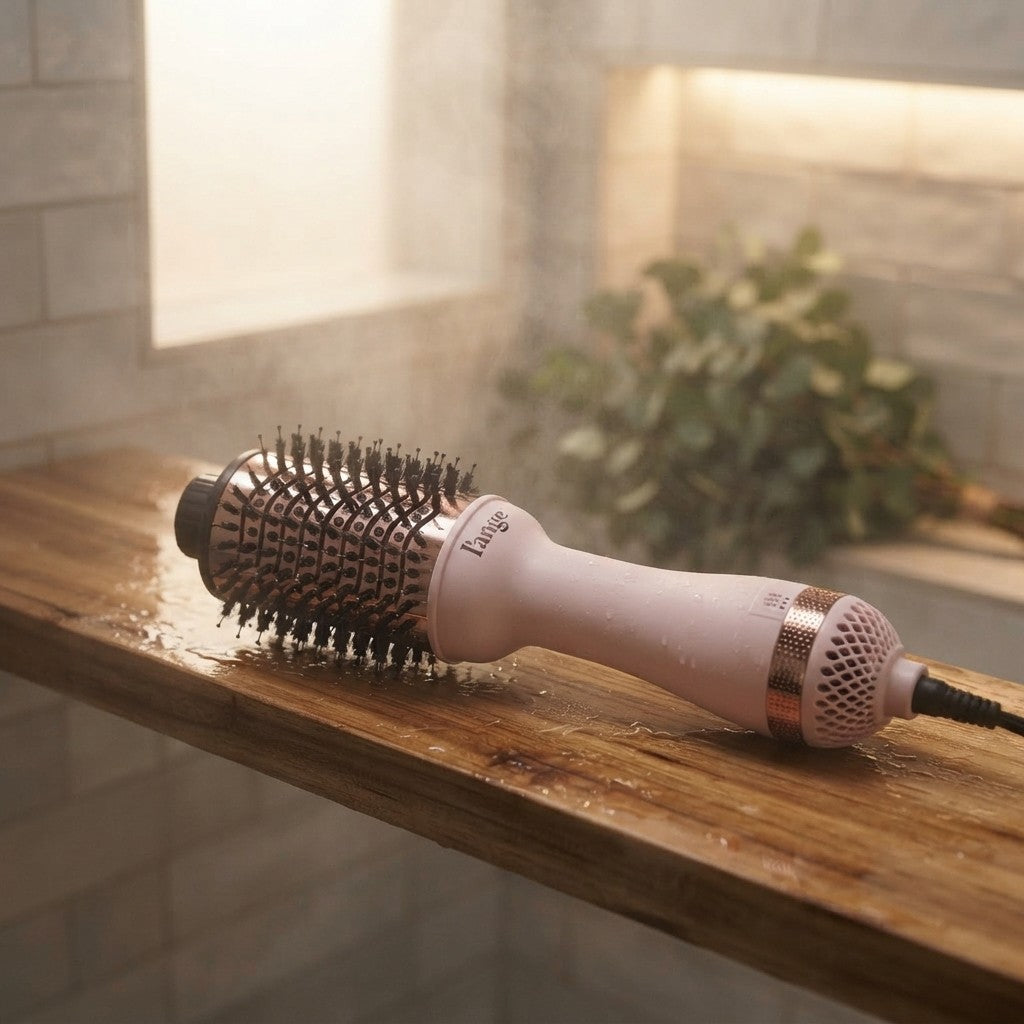 LANGE HAIR Le Volume 2-in-1 Titanium Blow Dryer Brush | Hot Air Brush in One with Oval Barrel | Hair Styler for Smooth Frizz-Free Results for All Hair Types (Black - 60 mm)