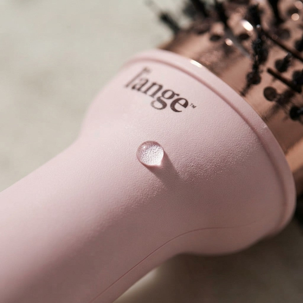 LANGE HAIR Le Volume 2-in-1 Titanium Blow Dryer Brush | Hot Air Brush in One with Oval Barrel | Hair Styler for Smooth Frizz-Free Results for All Hair Types (Black - 60 mm)