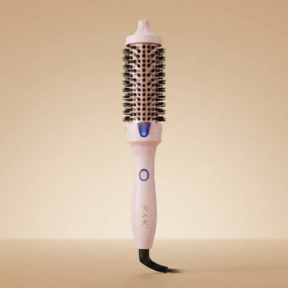 K&K 1.25 Inch Tourmaline Ionic Hot Brush Hair Curler for Loose & Volume Curls Long Hair Heated Styler Dual Voltage
